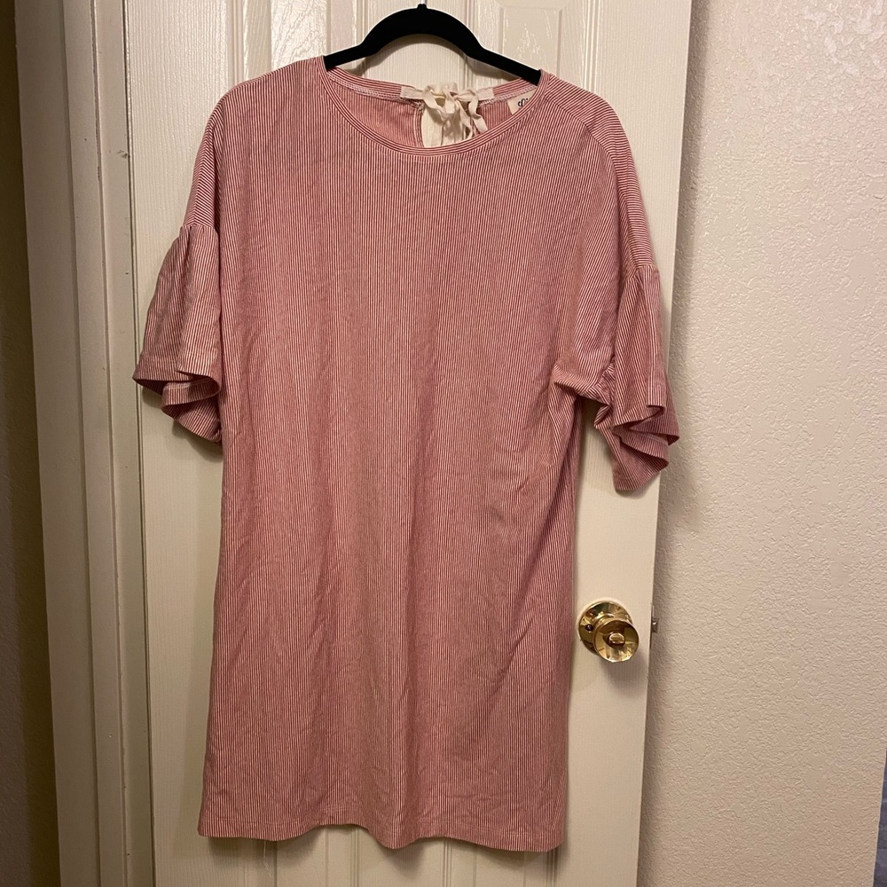 Red and White Striped Casual Dress